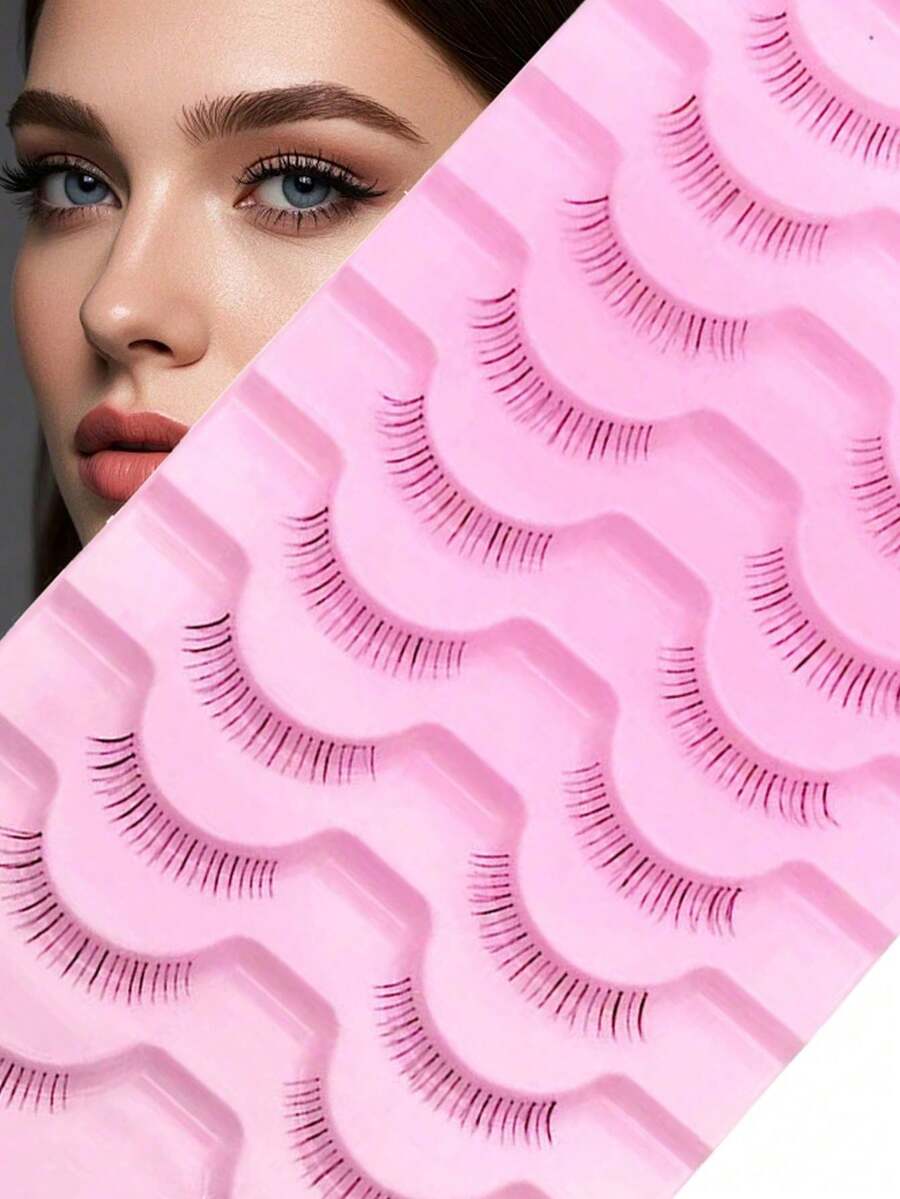 10 对裸妆下睫毛，活力漫画风格，日系少女甜美可爱，清纯无胶下睫毛。 - 黑色 - 查看 1