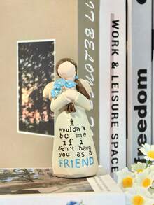 1pc Friendship Angel Decor With Star, Resin Sisters Sculpture, Classic Style With Inspirational Quote, Indoor Tabletop Or Outdoor Garden Decoration, Thoughtful Gift For Best Friend - Multicolor - View 11