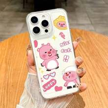 ピンクのクマデザインのTPUスマホケース、透明なエンジェルアイパターンとかわいいテキスト払いき。  17、16、15、14、13、12、11 Plus、Pro、Max、Airに最适。 2 in 1の耐衝撃性、隆起するカメラ保護する、すじの感じ、ファッションシンプル、完璧なクリスマスギフト。 友人、恋人、または自分自身を分けるに。 - クリア - チェックする 1