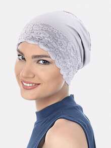 1pc Lace Trim Beanie Hat, Muslim Headscarf, Sleep Cap, Suitable For Daily Use - Lace Trim - View 32