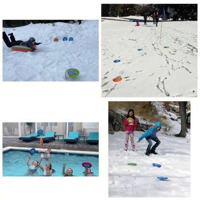 Disc Best - Juguete de Invierno, Saltos, toboganes y Saltos. para Piscina, Playa, Nieve y Hielo para nios, Adultos y Familia Azul