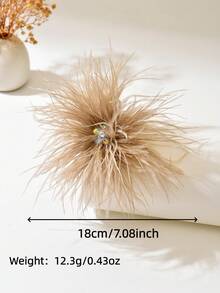 1 chiếc ghim cài áo hình lông vũ phong cách Bohemian cổ điển, phụ kiện đội đầu đa năng, kiểu dáng tối giản thanh lịch, phù hợp cho phụ nữ đeo hàng ngày, dự tiệc hoặc bất kỳ dịp nào. - nâu nhạt - Xem 2