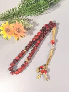 33pcs 10mm Large Gold Flower Beads Glass Bracelet Muslim Prayer Beads TASBIH