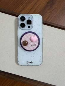 Cute Tomato Heart Magnetic Phone Holder DIY Coffee Pattern Dual-Layer Phone Grip Stand Air Cushion Pull-Push Phone Holder - Multicolor - View 6