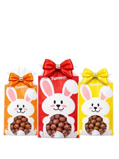 Saco Transparente Decorado Páscoa Coelhinho – Ideal para Doces e Chocolates  12x22 com 50 unidades