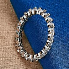 1枚925纯银镀层7-10号精美单排锆石女士戒指，结婚/订婚礼物配饰 - 銀色 - 查看 3