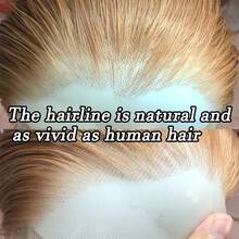 蕾丝前置合成纤维假发，玫瑰红、草莓金、酒红可选，自然发际线，无需胶水，耐热纤维，长直发，180%密度，13x4蕾丝，男女通用角色扮演假发 - 彩色 - 查看 7