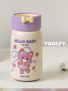 1pc Customizable Text Stainless Steel Children's Water Bottle, 316 Stainless Steel Insulated Tumbler, Cartoon Design, High-Quality Student Water Cup, Mini Portable Pocket Cup, Suitable For Daily Use, Gift For Friends - Multicolor - View 5