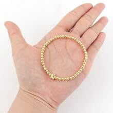 1pc Classic Minimalist Bubble Letter Gold Beaded Bracelet (Women) - Yellow Gold - View 3