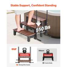 Hot Tub Steps With Handrail, 3-Step Spa Outdoor Stairs, Heavy Duty 25.2 Inch Wide Above-Ground/Inflatable Pool Ladder With 550 Lbs Weight Capacity, Multi-Use For Porch, Patio, Deck, Trailers - 25.2inch 550lbs - 查看 2