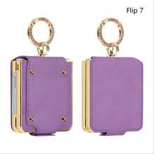 ALuoQ Fashionable Women's Ring Holder Phone Case With Camera Protection, Compatible With Samsung Z Flip 8 7 6 5 4 3 - Violet Purple - View 13
