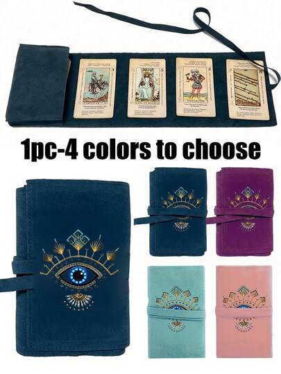 1 Pc Velvet Tarot Card Storage Bag Printed With Blue Evil Eyes Pattern, - 4 Colors To Choose ,Tarot Card Holder,With Drawstring Closure,Tarot Card Holder Velvet Tarot Bag And Pouches Tarot Accessories, Soft Fabric Protective Cover,Portable Bag, Card Bag, Suitable For Storing Cards And Small Itemstarot Card Bag, Fabric Protector For Cards & Items,Tarot Accessories