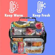 Elegant Insulated Lunch Bag For Women, Spacious Double-Layer Meal Prep Container, Leak-Resistant Lunch Cooler With Dual Compartments, Soft-Sided Tote For Professional And School Use, Stylish Floral Gray Design - Multicolor - View 2