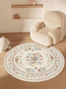 1 件复古花卉圆形地毯，波西米亚风格装饰地毯，耐用轻质涤纶纤维地毯，适用于客厅沙发卧室家居装饰，节日装饰地毯 - 彩色 - 查看 14