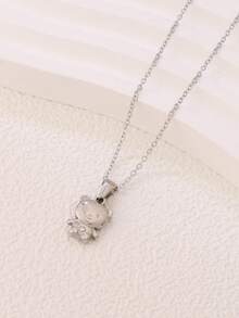 1pc Stainless Steel Bear Necklace For Women Fashion Ins Cute 18K Gold Plated Bear Pendant Chain Necklaces Jewelry - Necklace - View 5