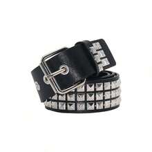 Street 1PC Stylish Punk Style Rivet Decor Versatile Jeans Belt Dress Belt Halloween Summer, School Fall, Autumn, Halloween - 黑色 - 查看 12