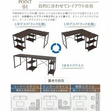 ゲーミングデスク 幅140cm/220cm 奥行60cm 左右入替え可能 パソコンデスク pcデスク l字デスク l字/一字変換可能 可動棚付 横揺れ&グラつき防止 木製 140X60X75cm/220X60X75cm ウォルナット（木目調） - ウォルナット - チェックする 2