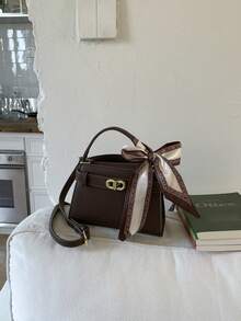 时尚女士手提包，高品质通勤托特包，斜挎单肩包，带围巾 - 彩色 - 查看 6