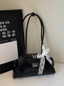 Niche Textured Underarm Bag For Women, New Fashion Handbag Bowling Bag Versatile Commuter Shoulder Bag With Scarf - Multicolor - View 13