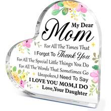 1pc "Dear Mom I Love You" Heart Acrylic Plaque, Meaningful Letter Gift From Daughter & Son, Sentimental Mother's Day Keepsake - Multicolor - View 23