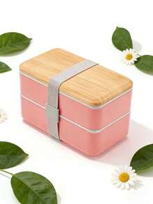 1pc Double Layer Lunch Box, Wooden Grain Bento Box, Suitable For Office Workers, Large Capacity, Microwave , Food Storage Container, Lunch Box, Exquisite Food Vessel, Great Gift For Friends And Family - Multicolor - View 15