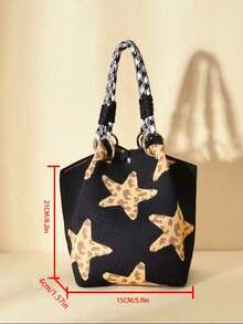 Dedoo Women's Star-Shaped Bucket Bag, Fashionable And Cute, Magnetic Closure Design, Suitable For Daily Life And Parties - Black - View 5
