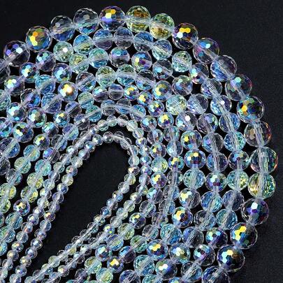 4/6/8/10毫米 AB彩刻面奥地利水晶珠 圆形可爱散珠 珠宝制作 DIY优雅手链项链 手工工艺品材料