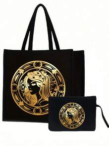 Bộ 12 túi tote vải lanh đen in hình cung hoàng đạo, túi đeo vai tối giản dung tích lớn kèm túi đựng mỹ phẩm di động, túi đựng đồ dùng hàng ngày, túi mua sắm đa năng, túi quà tặng cá nhân hóa hoặc túi đựng bữa trưa - Thiết kế hoàn toàn mới. Túi xách hai quai xách kiểu cặp sách. Thích hợp cho mua sắm, công sở, đi học. - Nhiều màu - Xem 21