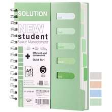 五科螺旋笔记本，240页，大学标准行距，带分隔标签，A5尺寸，适用于学校、办公室、记笔记、学习用品、返校季