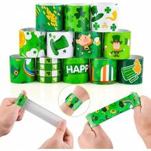 St Patricks Day Slap Bracelets Bulk Saint Patrick's Day Bracelets Shamrock Snap Bracelets St Pattys Day Party Favor Supplies Holiday Gifts Classroom Prizes Goodie Bag Stuffers - 24 - 查看 4