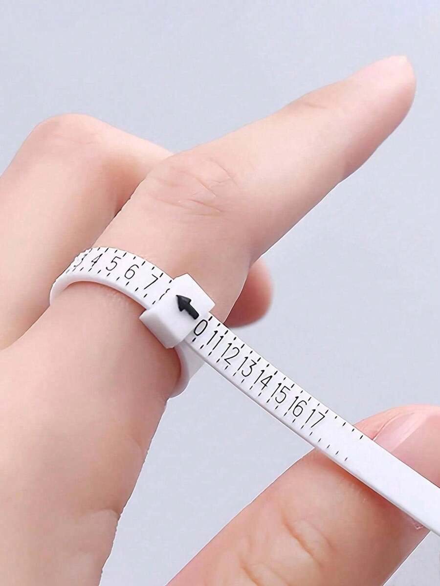2pcs/Set Plastic Ring Measuring Ruler, Modern Ring Size Measuring Home Tape Measure - White - View 1