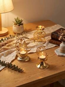 1个北欧风格金属烛台，适用于家居、婚礼装饰、餐桌摆设、房间装饰、生日及毕业礼物、浪漫烛光晚餐、壁炉装饰、客厅及厨房装饰、家居美学 - 彩色 - 查看 3