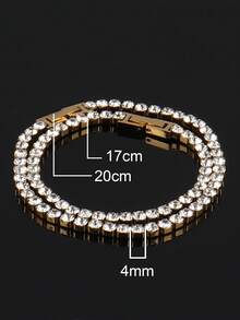 1条奢华嘻哈风4毫米不锈钢立方氧化锆水晶网球手链，男女皆宜，链条饰品 - 4mm手鍊 - 查看 7