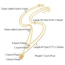 2pcs/Set New Eye & Letter Pendant Necklace, Gold Stainless Steel Layered Necklace For Women - Yellow Gold - View 2