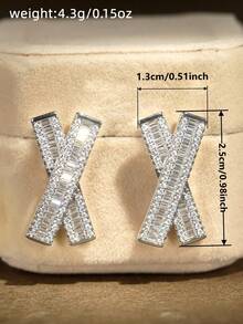 1 Pair Charm Cubic Zirconia Stud Earring For Women For Wedding Engagement Anniversary Party Jewelry Valentine's Day Gift - 1# - View 6