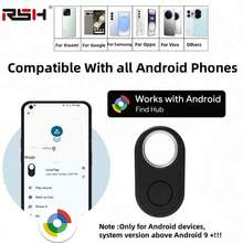 RSH 兼容安卓系统的“查找我的智能标签”无线追踪器，可与 Find Hub（仅限安卓系统）配合使用，全球精准追踪防丢设备，适用于钥匙、行李等物品，是圣诞节、新年、情人节、复活节、生日等节日的完美礼物。