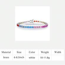 MDFUN 4.0mm Rainbow Tennis Bracelet, 18K White Gold/Yellow Gold Plated Colorful Round Cubic Zirconia Jewelry Gift For Women - 4mm - White - View 8