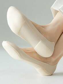 3双装女士3D船袜透气加厚蝴蝶结足部按摩保健女士夏季袜冰丝袜浅口隐形袜硅胶防脱丝船袜 - 彩色 - 查看 8