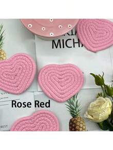 These Heart-Shaped Coasters Effectively Protect Your Table From Hot Cups, Cold Drinks, And Moisture Rings. The Textured Or Grippy Bottom Prevents Sliding, Keeping Your Beverages Secure On Smooth Surfaces.Featuring A Cute, Well-Defined Heart Shape, These Coasters Add A Touch Of Warmth And Style To Any Setting. - Multicolor - View 10