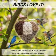 1个手工制作的羊驼毛心形鸟巢，鸟巢材料收纳容器，冬季树上鸟类庇护所，蜂鸟巢箱，户外花园艺术鸟屋，送给爱鸟人士的礼物 - 黑色 - 查看 9