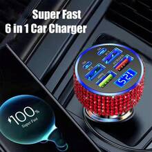 1pc Shiny Rhinestone Car Charger, Fast Charging USB Type-C Car Phone Charger, Diamond Adapter, Compatible With Phones, Dashcams, GPS And Other Devices, Ideal Gift For Men And Women On Holidays/Birthdays - Multicolor - View 74