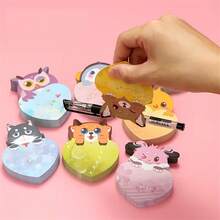 1/4 opakowania samoprzylepnych karteczek w kształcie zwierzątek z kreskówek, 8 stylów, 25 arkuszy w zeszycie, miniaturowy samoprzylepny notesik ze zwierzętami, uroczy notesik, kolorowy samoprzylepny notesik, kreatywny prezent dla miłośników zwierząt, do biura i gabinetu - Wielokolorowe - Zobacz 5