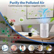 Hailicare Purificador de aire mini USB con filtro HEPA, iones negativos y silencioso. Incluye pastilla de fragancia para eliminar el formaldehído, el humo, el polvo y el pelo de mascotas en el hogar, la oficina y el dormitorio - Blanco - Ver 4