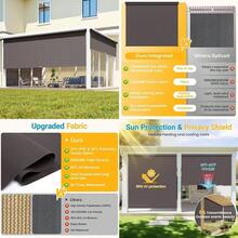 Outdoor Roller Shade For Patio With New Operation ModeNo Need Crank, 6W X 6H 420GSM New Material Patio Blinds With 95 UV Protection,Outdoor Blinds For Shading,Privacy Protection,Brown - 下拉式帶桿 - 查看 8