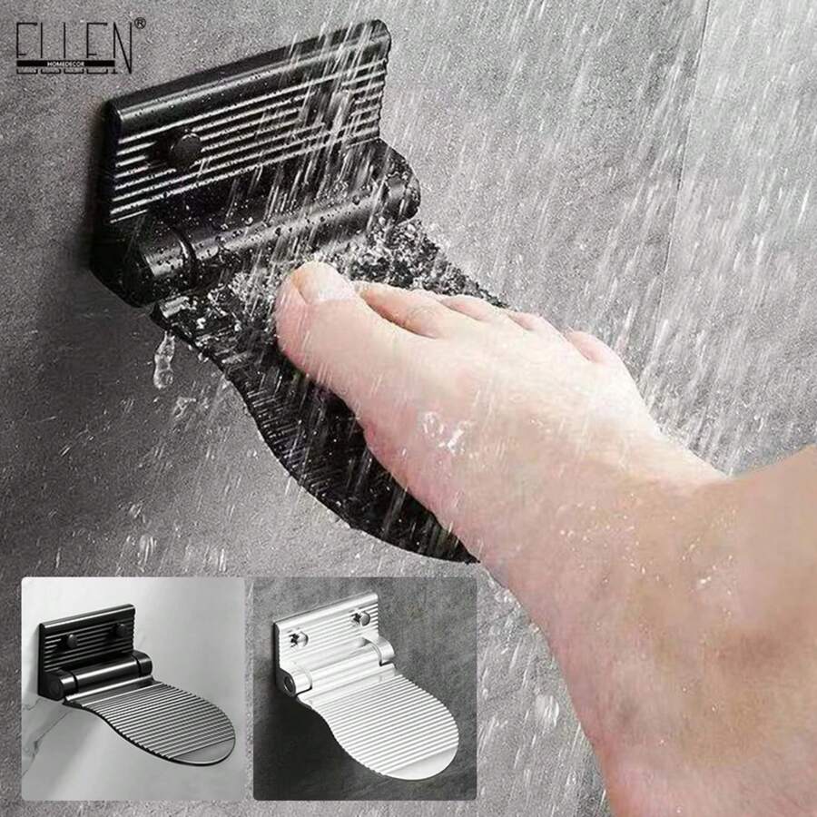 Ellen Shower Foot Rest Bathroom Pedals Non-Slip Shower Footstool Pedestal Pedals Elderly Pregnant Bath Stool Black EL802 - 黑色 - 查看 1