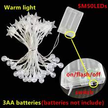 1pc 10/20/40/80 LED Crystal Ball String Lights, Warm White, Battery Operated, For Holiday Party, Romance, Bedroom, Home & Tent Decor