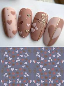 2 miếng dán móng tay hình nơ và trái tim lãng mạn, hình trái tim ruy băng 3D tự dính thời trang, phụ kiện trang trí móng tay cho nữ. - Nhiều màu - Xem 2