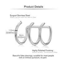 3pcs/Set Women's Clip-On Earrings, No Piercing Needed, Gold Plated Cartilage Earrings, Fake Earrings, Lightweight & Elegant Gift - Silver/Gold - View 6