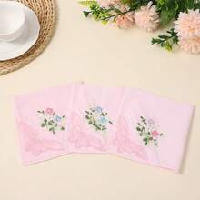 Embroidered Lace Flower Handkerchief, Random Color, Women Handkerchief Fabric - Multicolor - View 7