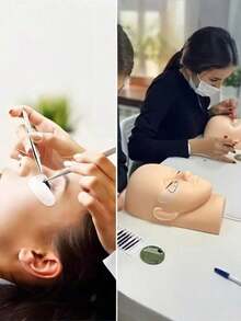 1pc Eyelash Extension Training Mannequin Head - Eyelash Extension Practice Model - Beauty Massage Training Head - Makeup Eyebrow Microblading Dummy Head - Soft Silicone Material - Eyelash Extension Tools - Multicolor - View 3